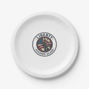 Liberty Stained Glass Patriotic Patriotic Stained  Paper Plate