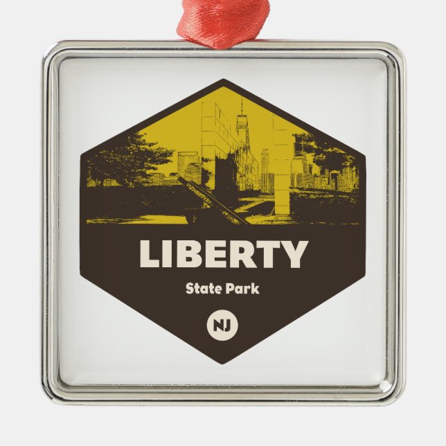 Liberty State Park New Jersey Metal Tree Decoration (Front)