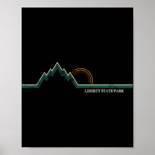 Liberty State Park New Jersey Mountain Retro Poster