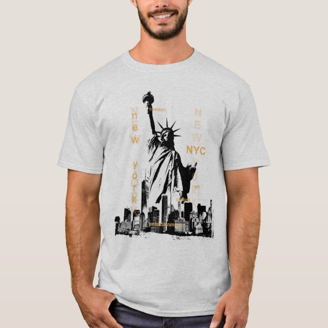 Liberty Statue New York Nyc Mens Ash Grey T-Shirt (Front)