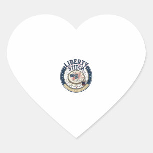Liberty Stitch Patriotic Patriotic Embroidery Need Heart Sticker