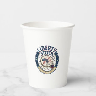 Liberty Stitch Patriotic Patriotic Embroidery Need Paper Cups