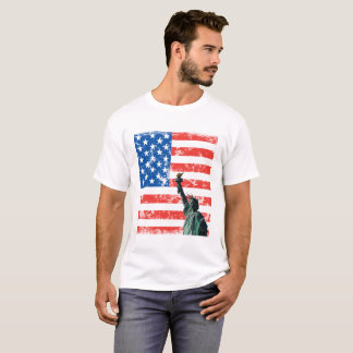 Liberty T-shirt with stars and stripes background