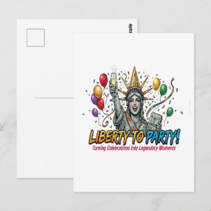 Liberty to Party Statue of Liberty Celebration Postcard