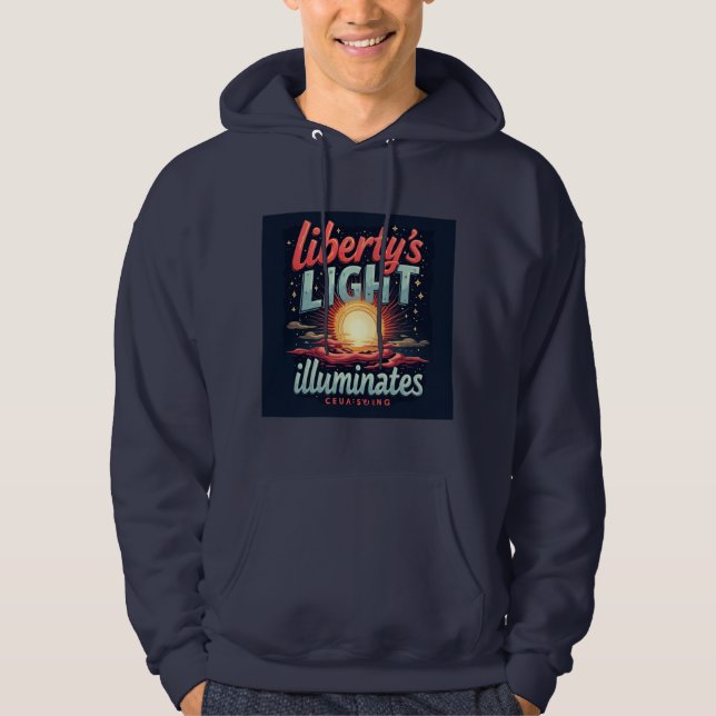 Liberty's Light Illuminates - Bold, Abstract Hoodie (Front)