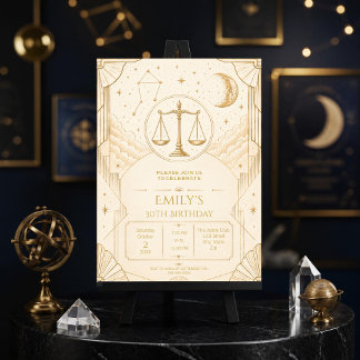 Libra 30th Birthday Invitation | Elegant Celestial