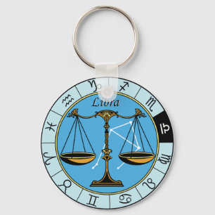 libra astrological zodiac sign key ring