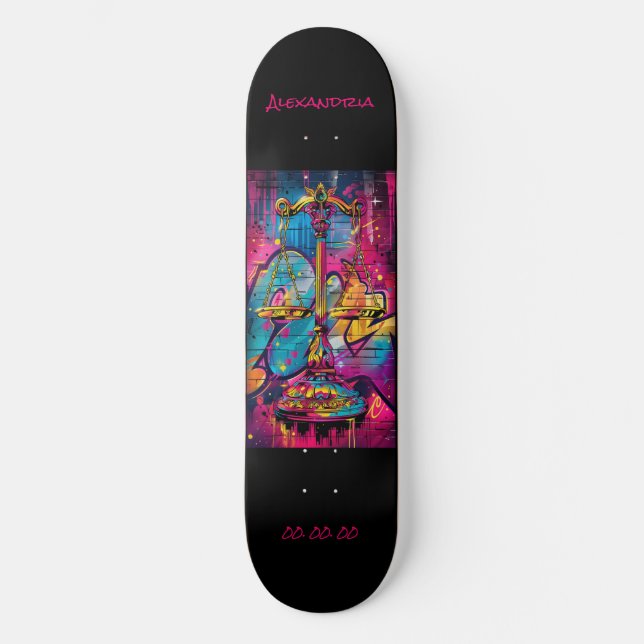 Libra Astrology Grafitti Personalised  Skateboard (Front)
