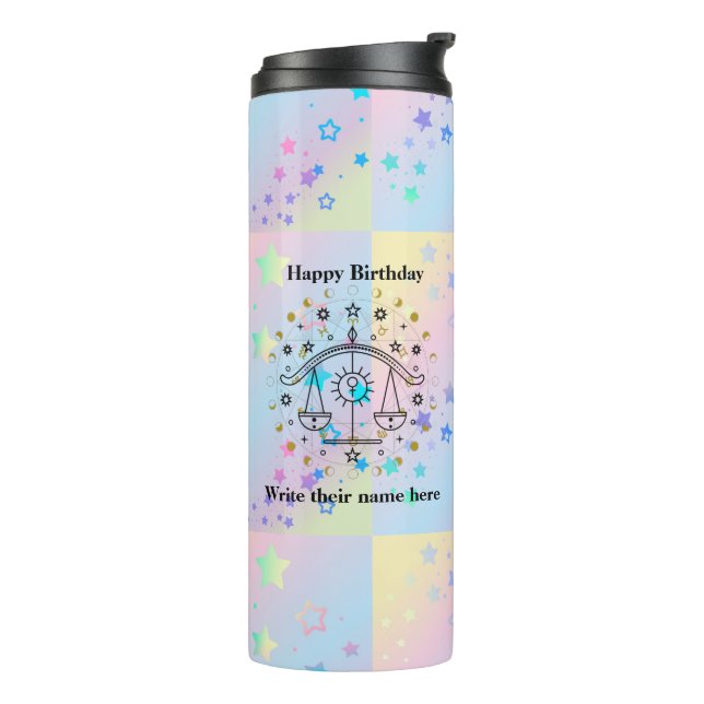 Libra Astrology Sign Birthday Sep 23-Oct 22  Thermal Tumbler (Rotated Left)