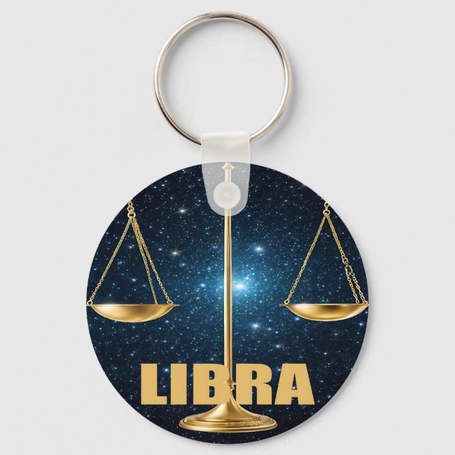 Libra astrology sign key ring (Front)