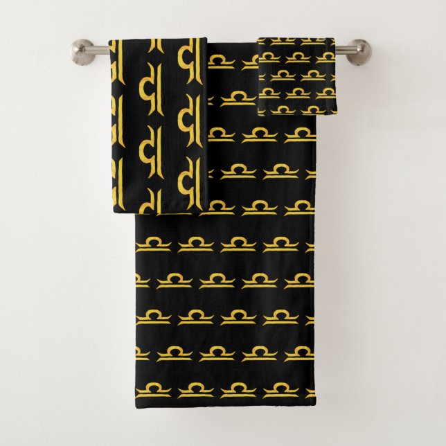Libra, Balance Golden Zodiac Sign Bath Towel Set (Insitu)