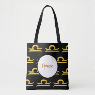 Libra, Balance Golden Zodiac Sign Personalised Tote Bag