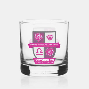 Libra Birthday Crest™ for October 1-23 Whiskey Glass
