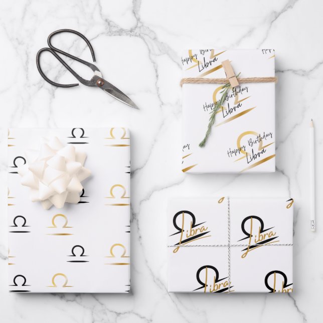 Libra Birthday Wrapping Paper Sheet (Front)