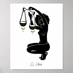 Libra Celestial Scales Goddess Kneeling Art Poster