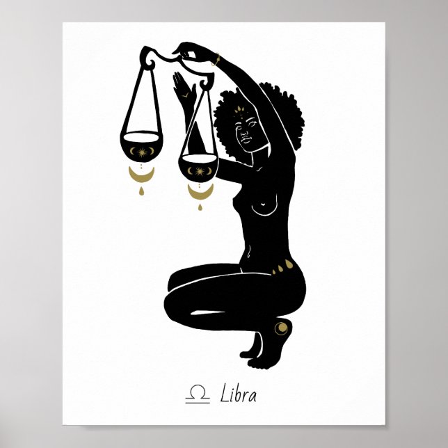 Libra Celestial Scales Goddess Kneeling Art Poster (Front)