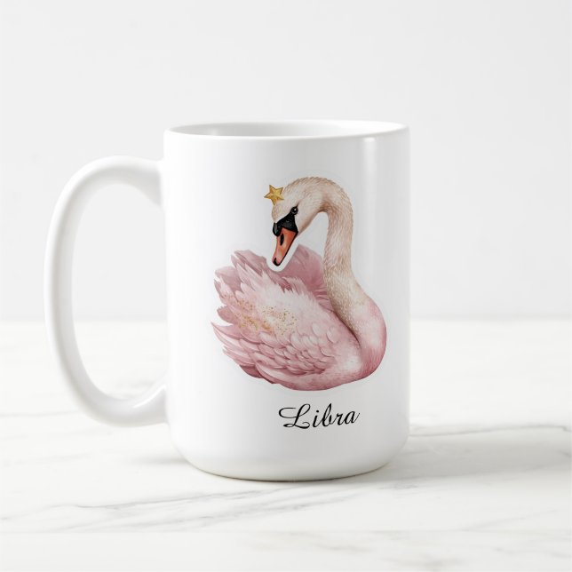 Libra Celestial Zodiac Mug - Floral Pink Scale Art (Left)