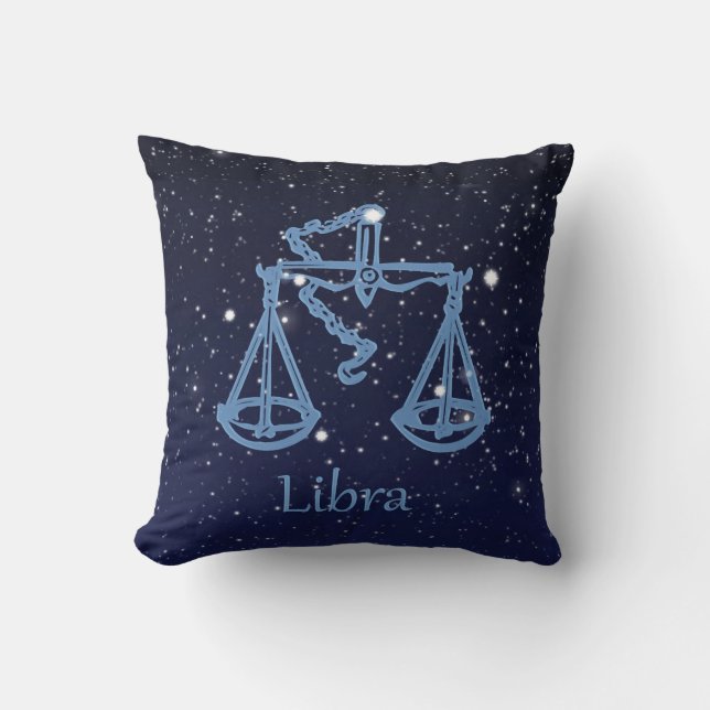 Libra Constellation and Zodiac Sign with Stars Cushion (Front)