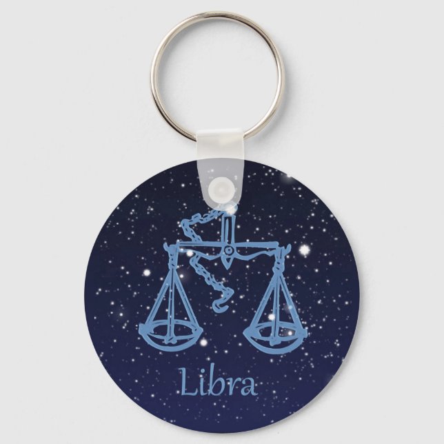 Libra Constellation and Zodiac Sign with Stars Key Ring (Front)
