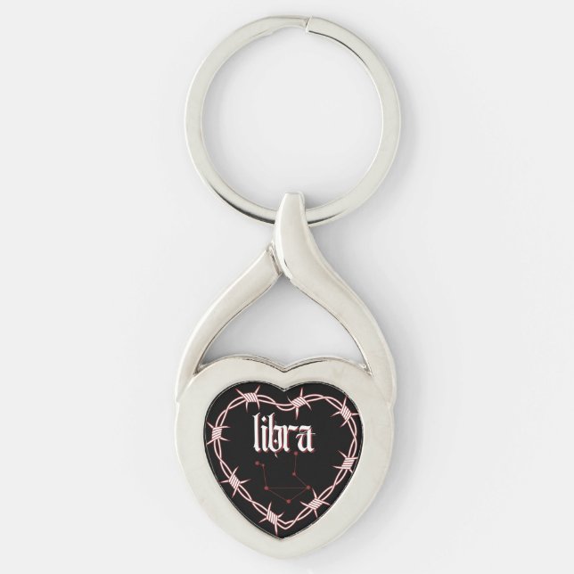 Libra Constellation Gothic Aesthetic Barbed Wire Key Ring (Front)