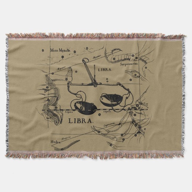 Libra Constellation Hevelius 1690 Decor Throw Blanket (Front)
