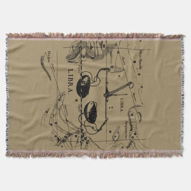 Libra Constellation Hevelius 1690 Decor Throw Blanket (Front)