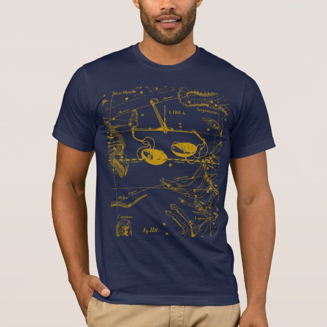 Libra Constellation Hevelius 1690 Engraving Style T-Shirt (Front)