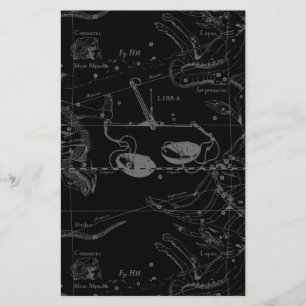 Libra Constellation Hevelius 1690 Map on Black Stationery