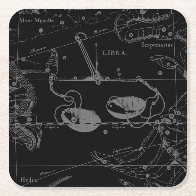 Libra Constellation Hevelius circa 1690 Square Paper Coaster (Front)