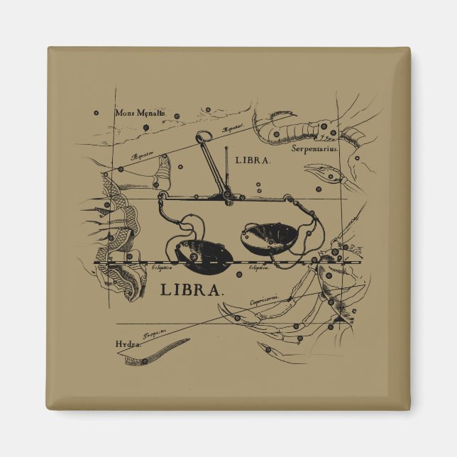 Libra Constellation Map Hevelius 1690 Decor Magnet (Front)