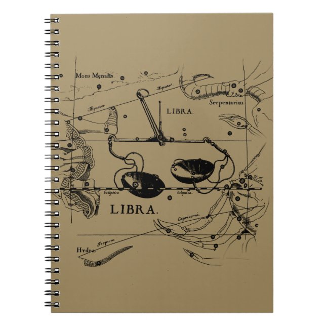Libra Constellation Map Hevelius 1690 Decor Spiral Notebook (Front)