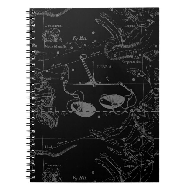 Libra Constellation Map Hevelius 1690 Sept Oct Spiral Notebook (Front)