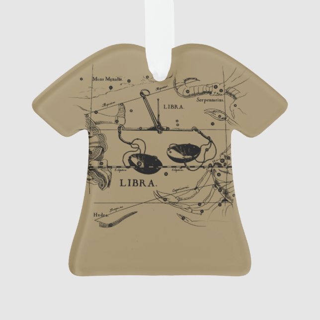 Libra Constellation Map Hevelius circa 1690 Ornament (Back)
