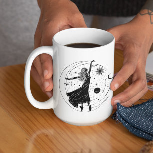 Libra Dancing Girl 15oz Black Rim Mug