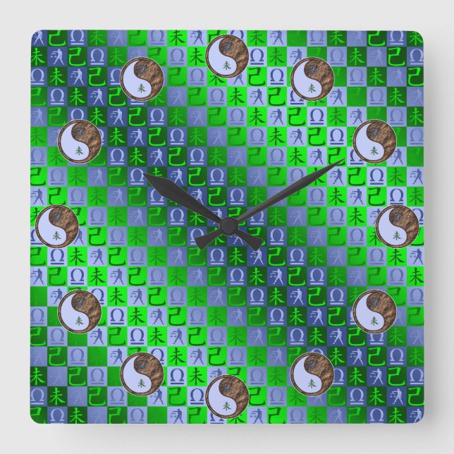 Libra & Earth Goat Square Wall Clock (Front)