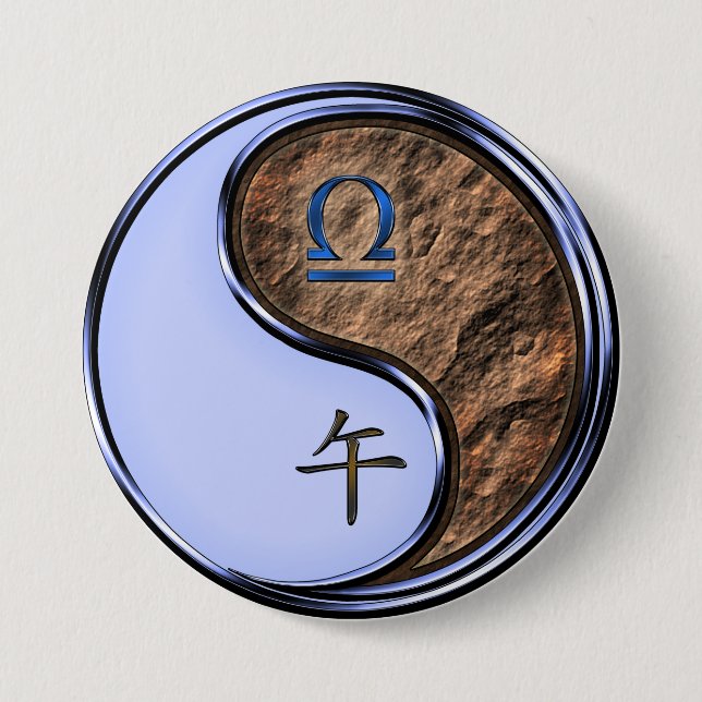Libra & Earth Horse 7.5 Cm Round Badge (Front)