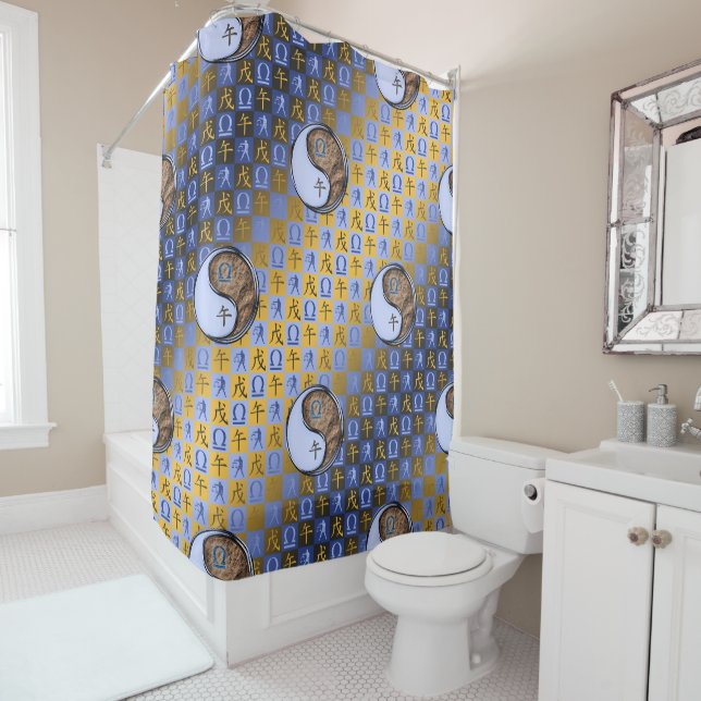 Libra & Earth Horse Shower Curtain (In Situ)