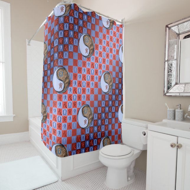 Libra & Earth Tiger Shower Curtain (In Situ)