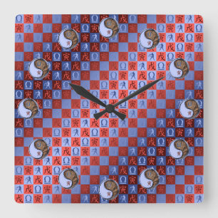 Libra & Earth Tiger Square Wall Clock