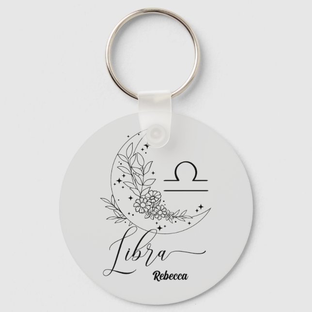 Libra Elegant - Personalise Chain Key Ring (Front)