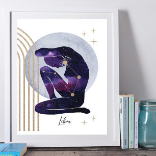 Libra Feminine Purple Zodiac Design Poster