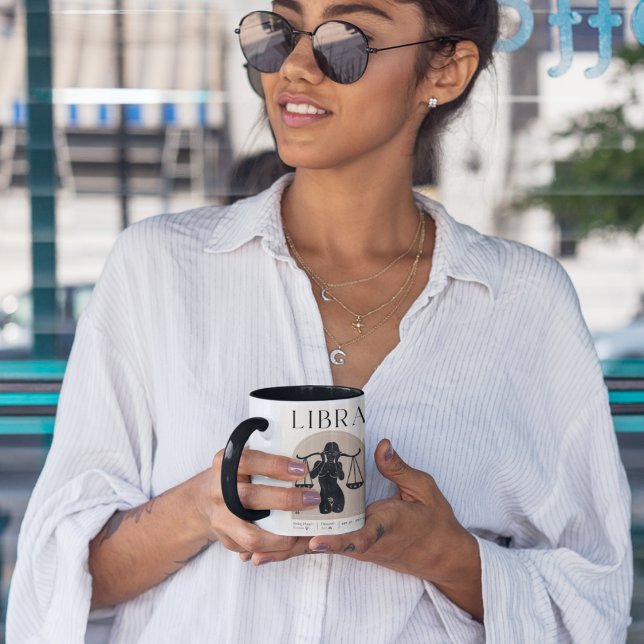 Libra Feminine Zodiac Design Brown Black 15 OZ Mug (Creator Uploaded)