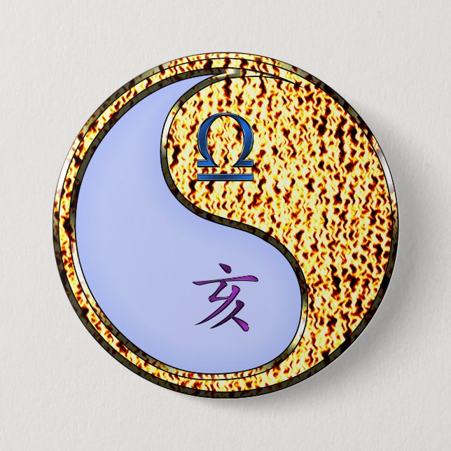Libra & Fire Boar 7.5 Cm Round Badge (Front)