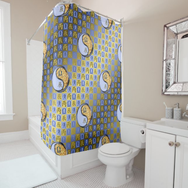 Libra & Fire Dragon Shower Curtain (In Situ)