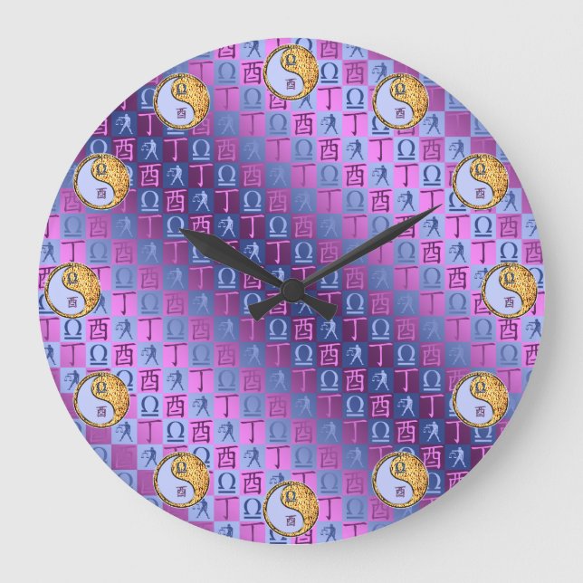 Libra & Fire Rooster Large Clock (Front)