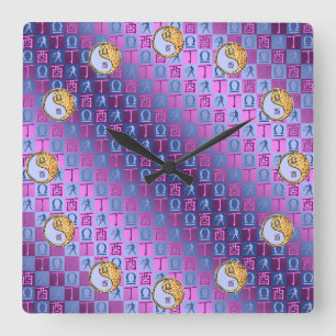 Libra & Fire Rooster Square Wall Clock
