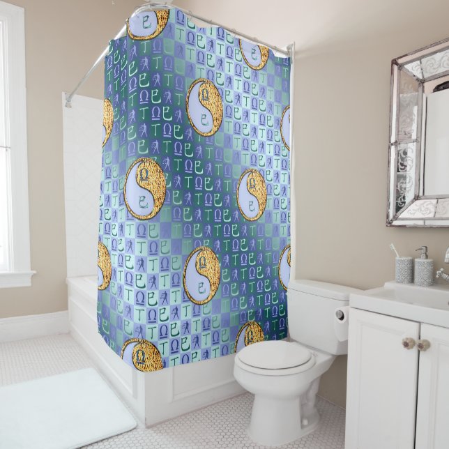 Libra & Fire Snake Shower Curtain (In Situ)