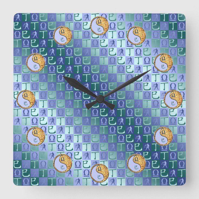 Libra & Fire Snake Square Wall Clock (Front)