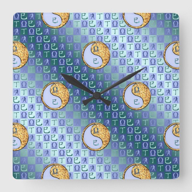 Libra & Fire Snake Square Wall Clock (Front)