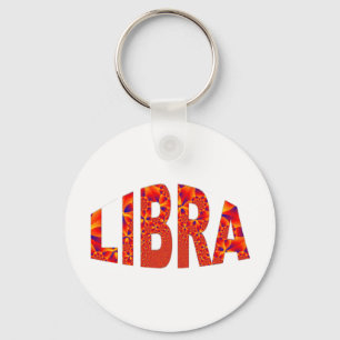 Libra - Firey Orange Yellow Blue Key Ring